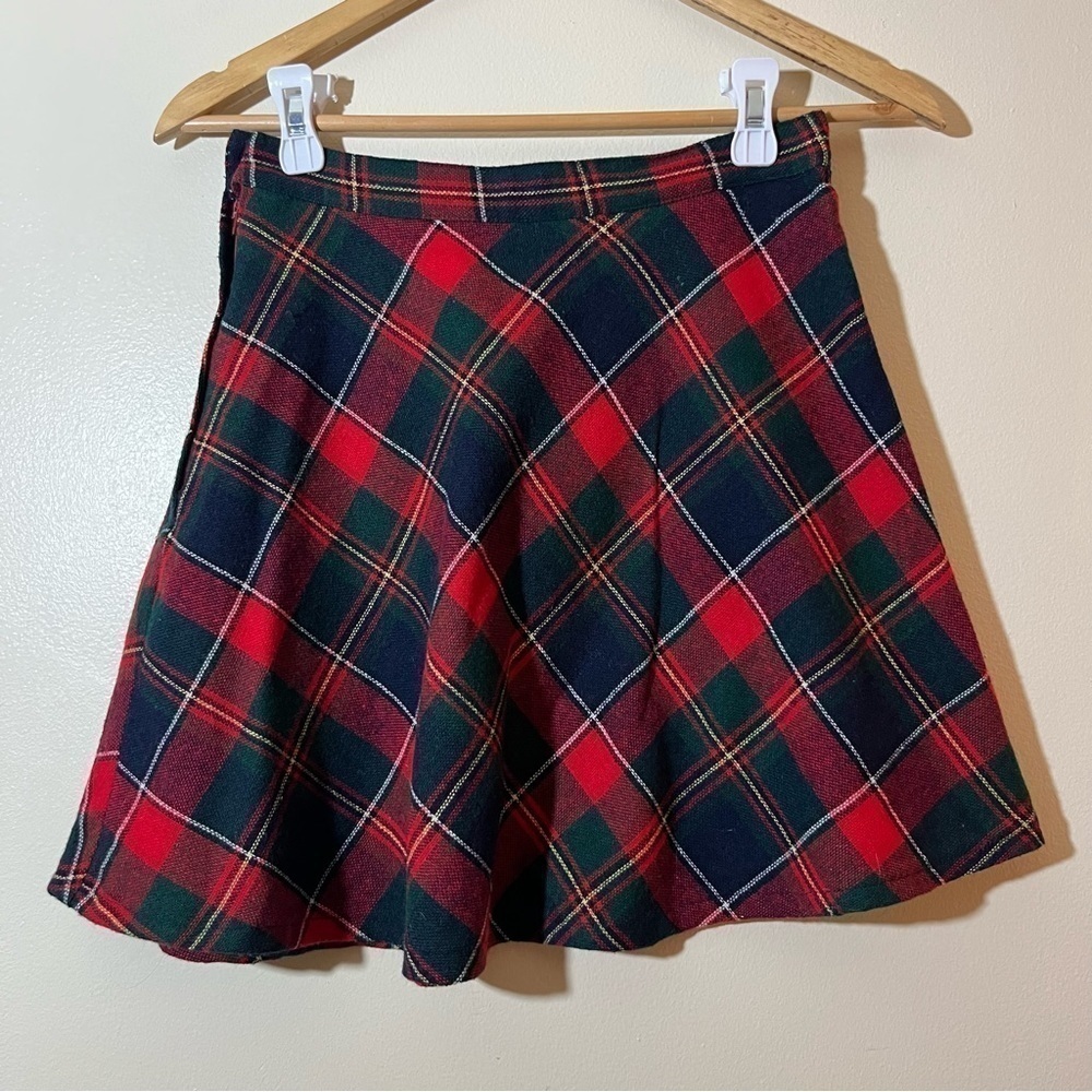 Vintage IMPROMPTU Size 27 Wool Plaid A-Line Mini Skirt Preppy Schoolgirl